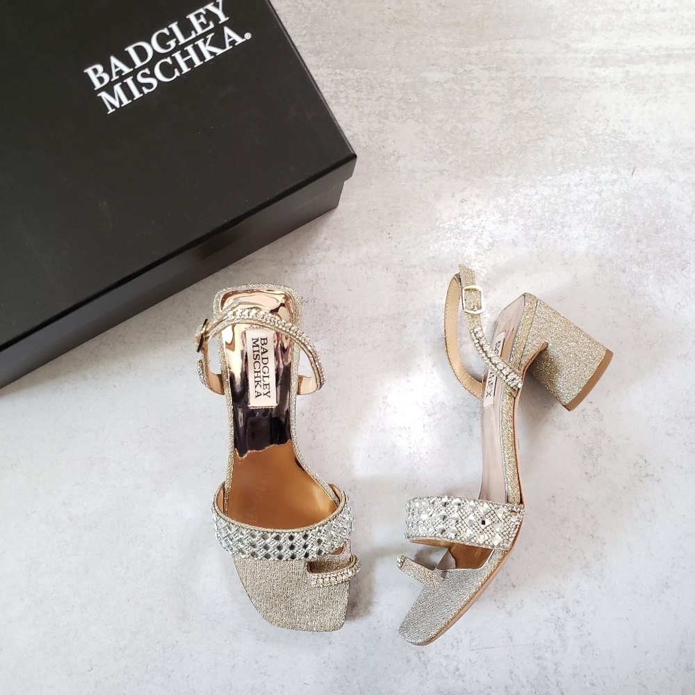BADGLEY MISCHKA Collection Beatrice Embellished Rinestone Sandal Paltino